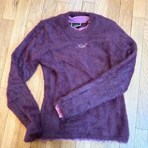 Kith Plum Fuzzy Crewneck Sweater with Pink Trim